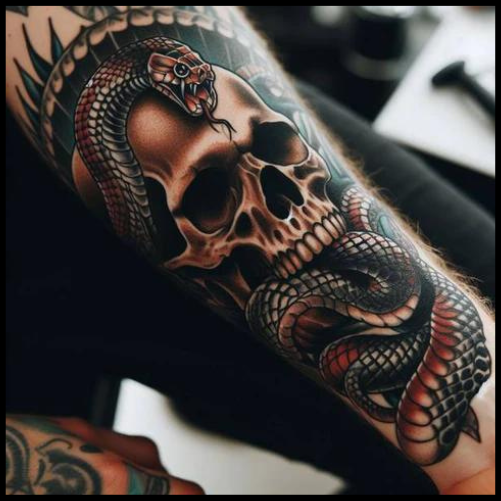 Detailed Serpent Tattoo with Death Eater Them