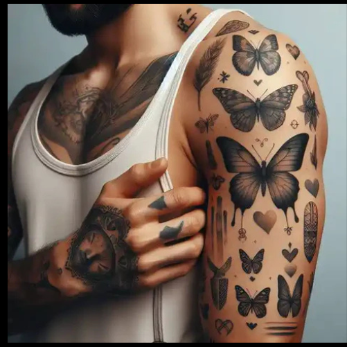 Heartwarming Hues On The Butterfly Wings Patchwork Tattoo