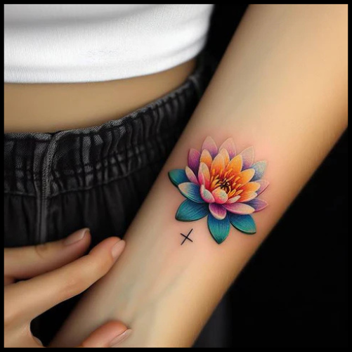Immerse In The Mesmerizing Colors Of A Water Lily Flower Tattoo
