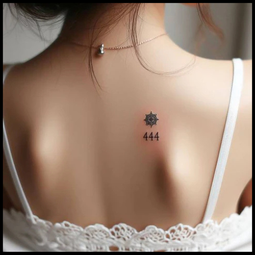 Intimate 444 Tattoo On Back