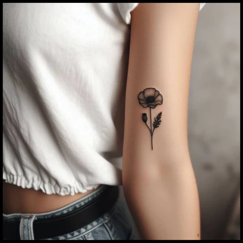 Intimate Poppy Outline Tattoo