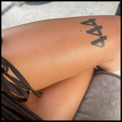 Intricate 444 Tattoo On Leg