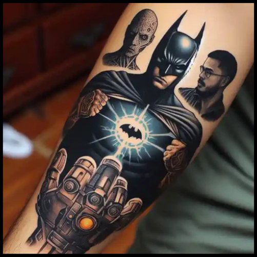 Intricate Batman Tattoo On Arm