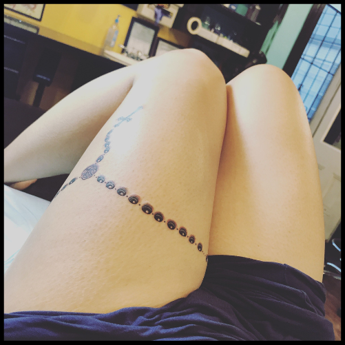 Leg and Thigh Rosary Tattoo