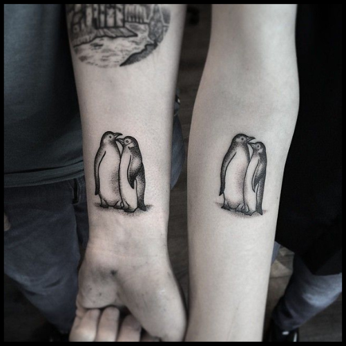 Loving Couple Penguin Tattoo