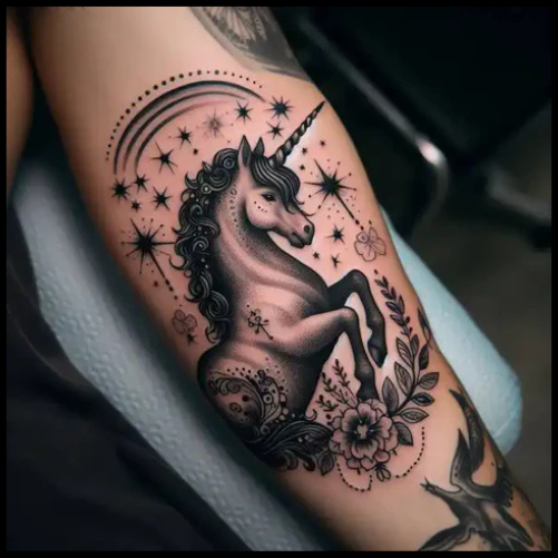 Magical Gothic Unicorn Tattoo