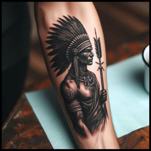Masculine Indian Warrior Tattoo