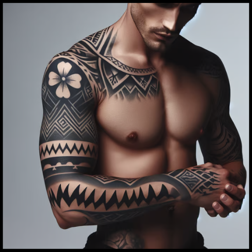 Masculine Polynesian Warrior Tattoo