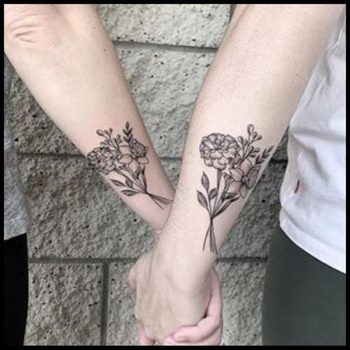Matching Carnation Tattoos for Couples or Friends