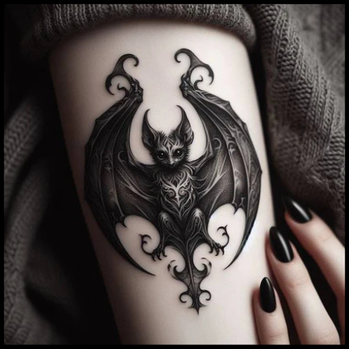 Menacing Gothic Bat Tattoo