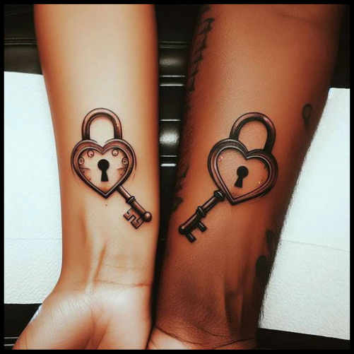 Metaphorical Lock And Key Couple Tattoo