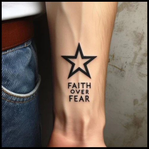 Minimalist Faith Over Fear Star Tattoo
