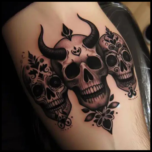 Morbid Gothic Skull Tattoo