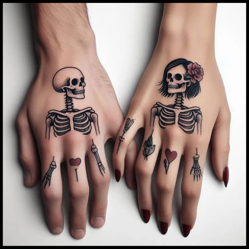 Morbid Skeleton Couple Tattoo