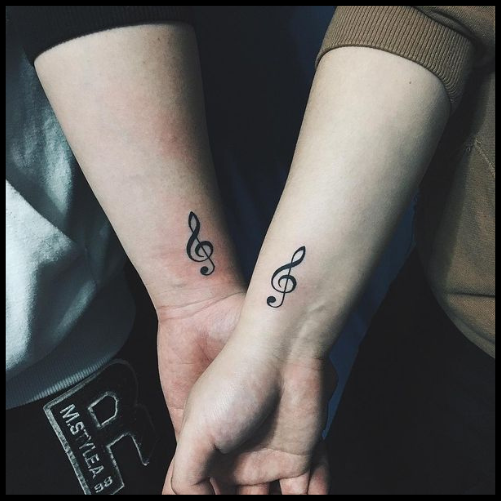 Musical Couple Tattoo On Wrist