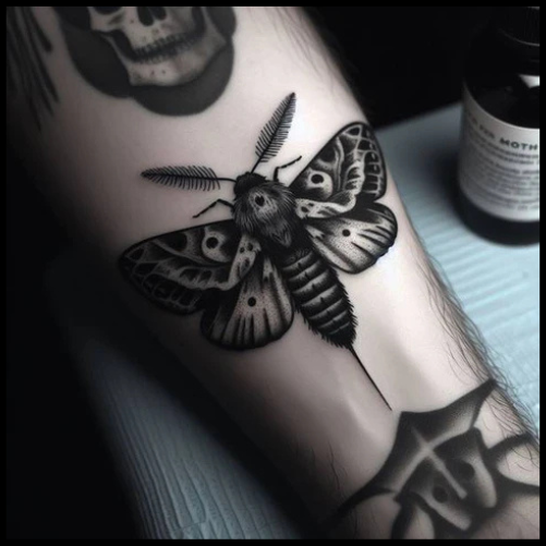 Mysterious Gothic Moth Tattoo