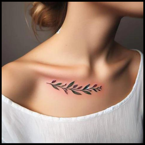 Olive Branch Collarbone Tattoo
