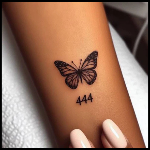 Patterned 444 Butterfly Tattoo
