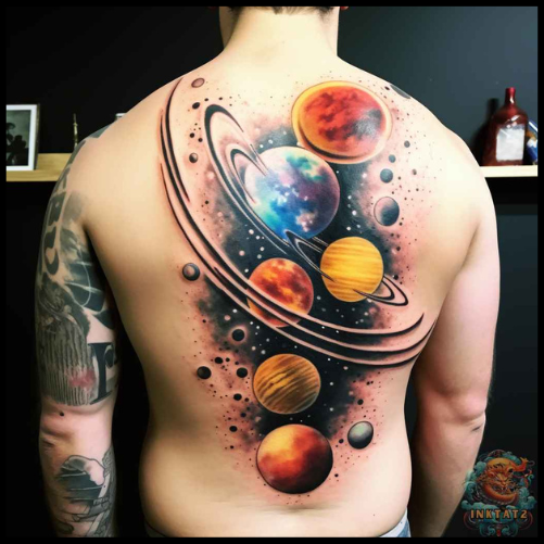 Planetary System Galaxy Tattoo