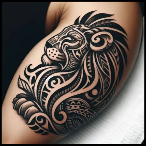 Prideful Polynesian Lion Tattoo