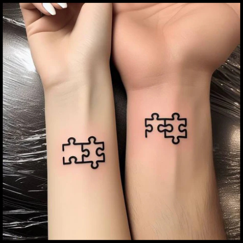 Puzzling True Love Couple Tattoo