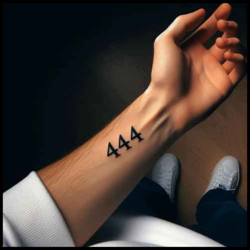 Realistic 444 Tattoo On Forearm