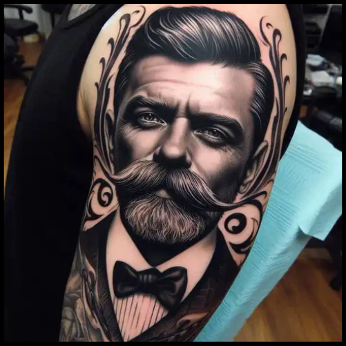 Realistic Doc Holliday Tattoo With A Bodacious Mustache