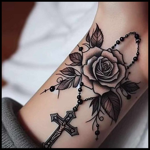 Rosary Tattoo Inspired by Nature
