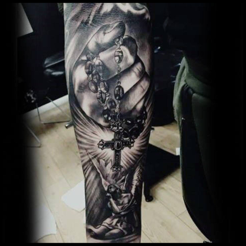 Rosary Tattoo with Angelic Figures