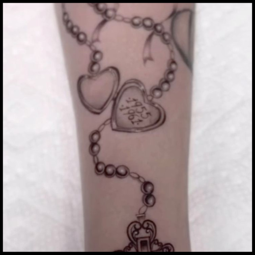 Rosary Tattoo with Initials