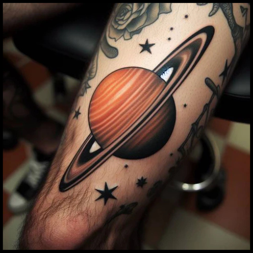 Saturn Leg Tattoo