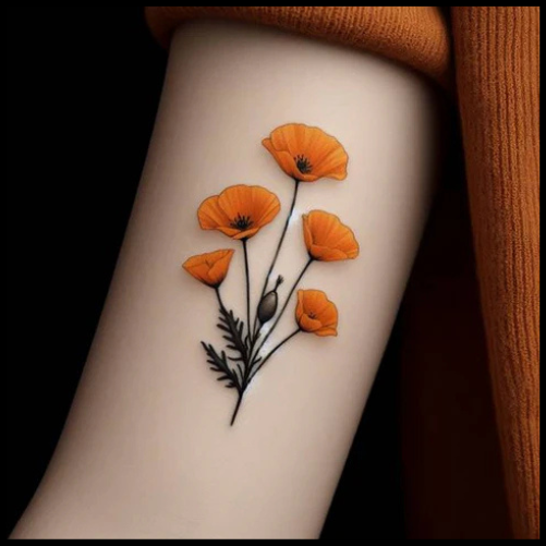 Shiny California Poppy Tattoo
