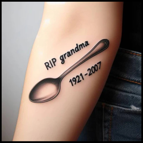 Shiny RIP Grandma Spoon Tattoo