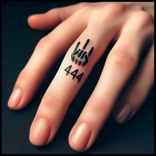 Silhouette 444 Tattoo On Finger