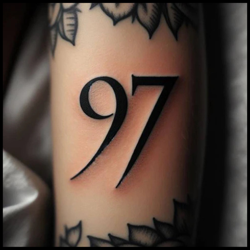 Simple Gothic Number Tattoo