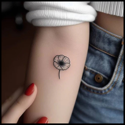 Simple Poppy Tattoo With Elegant Curves