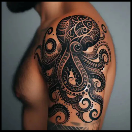 Slithering Polynesian Octopus Tattoo