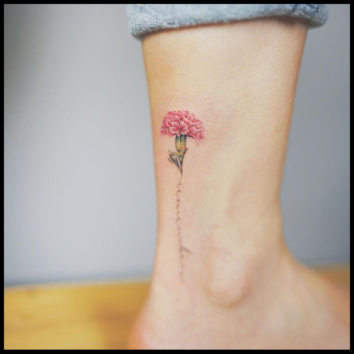 Small Carnation Tattoo Ideas for the Wrist or Ankle
