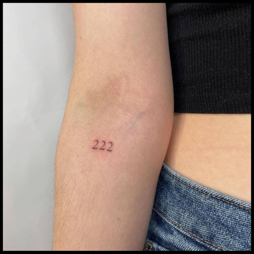 Specified 222 Tattoo On Forearm