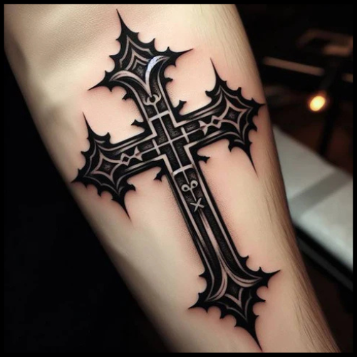 Spiritual Gothic Cross Tattoo