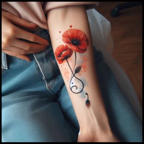 Spiritual Poppy Birth Tattoo