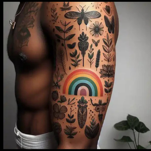 Stunning Rainbow Patchwork Tattoo