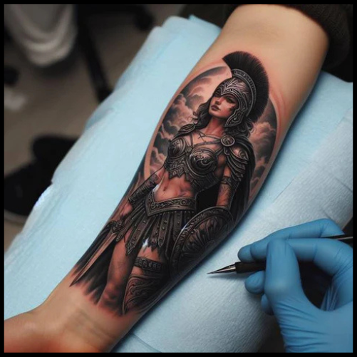 Subtle Female Warrior Tattoo