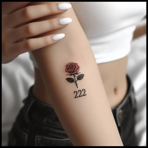 Subtle Yet Colorful 222 Rose Tattoo