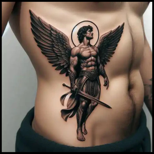 Textured Angel Warrior Tattoo