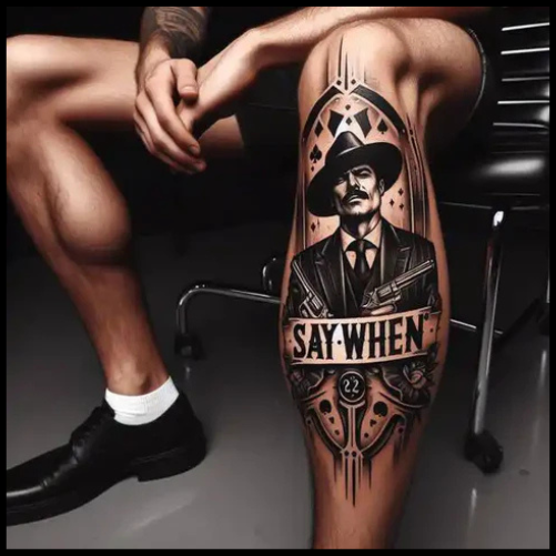 Theatrical Doc Holliday Leg Tattoo