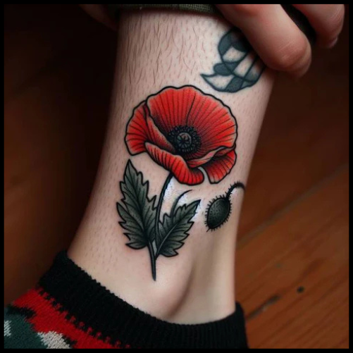 Traditional Poppy Tattoo With Subtle