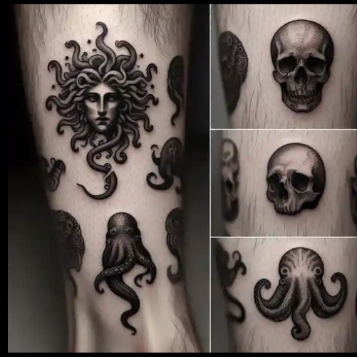 Tragic Medusa Patchwork Tattoo