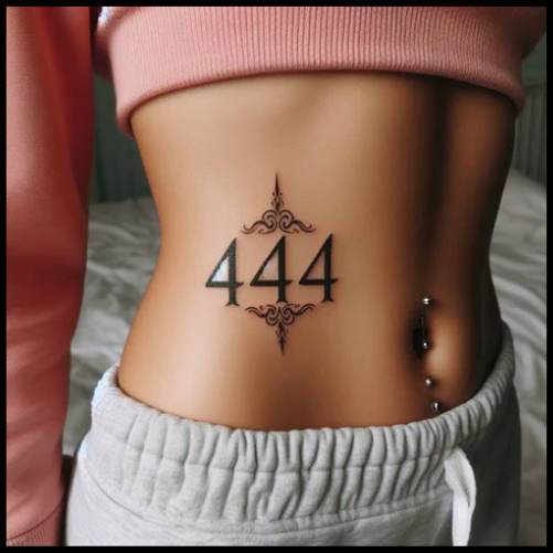 Twisted 444 Tattoo On Side Belly