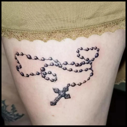 Vintage-Inspired Rosary Tattoo